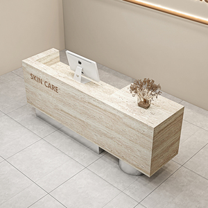 Mostrador de Recepción para Tienda de <span class=keywords><strong>Ropa</strong></span> Femenina de Lujo, Caja Registradora de Lujo, Barra Pequeña para Tienda, Mostrador con Frente de Piedra - Product Image 3