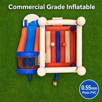 Château gonflable combiné géant interactif Carnival Grade 0.55mm PVC Bleu Orange EN14960 pour extérieur