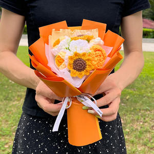 Regali Personalizzati Creativi, Fiori di Girasole Lavorati a Mano, Nuovi Regali Creativi in Lana e Cotone per Matrimoni e Compleanni, Artificiali - Product Image 3