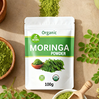 Suplemen OEM Label Pribadi 100g Bubuk Teh Moringa Oleifera dalam Kemasan Besar