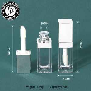 Conteneur de gloss à lèvres transparent carré de 9 ml, applicateur à gros pinceau, emballage de <span class=keywords><strong>blush</strong></span> liquide, tube d'huile à lèvres avec <span class=keywords><strong>surface</strong></span> d'impression à l'écran - Product Image 3