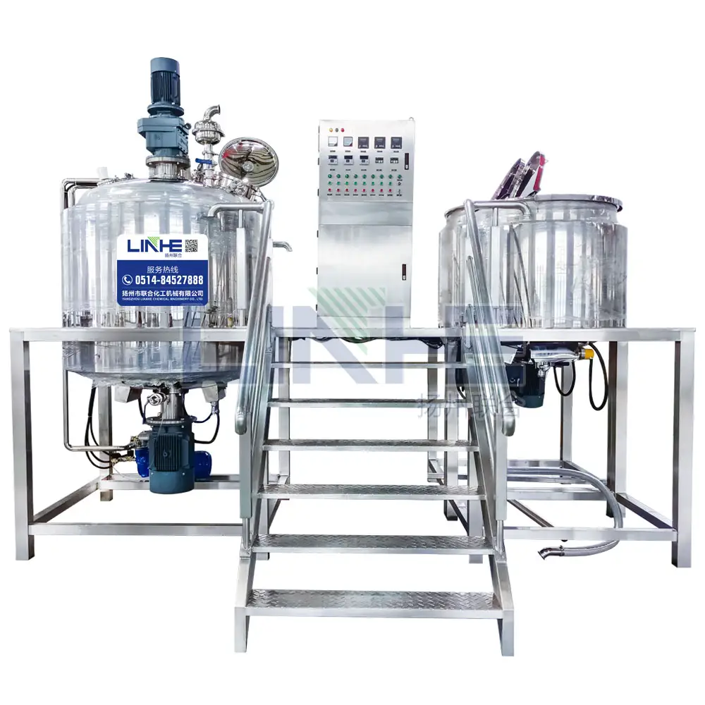Mesin pemanas vakum elektromagenisasi, Mixer Emulsifier pengangkat hidrolik persyaratan sertifikat GMP untuk salep vaseline kecepatan tinggi Homo