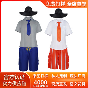 Ensemble de costumes de cosplay Crimson Orange Academy, chemise blanche, cravate orange, short rayé, tenue de jeu de rôle anime - Product Image 5