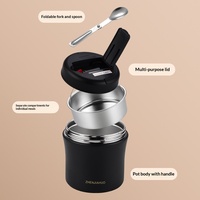 Boîte à lunch minimaliste en acier inoxydable 304 à isolation sous vide multicouche 1,2 L/1,5 L, à un seul niveau, portable pour étudiants et bureau