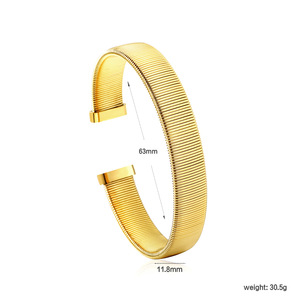 Stainless Steel Elastic Open <b>Bangle</b> For Women Geometric Line Design Fashion Jewelry <b>Bracelet</b> Gold <b>Silver</b> Color - Product Image 4