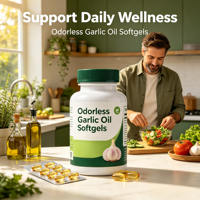 Huile d'ail avec huile de persil en gélules, mélange d'herbes complexe, complément alimentaire immunostimulant et antioxydant, OEM