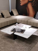 Table basse en acier inoxydable, nouvelle mode café salon or argent grande plaque de marbre carrée en pierre Table basse latérale