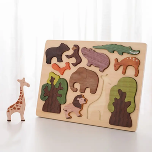 <span class=keywords><strong>Animaux</strong></span> <span class=keywords><strong>de</strong></span> la forêt en bois 3D Puzzle dessin animé Animal forme correspondant Puzzle jouet éducatif empilable pour enfants pour garçons filles - Product Image 5