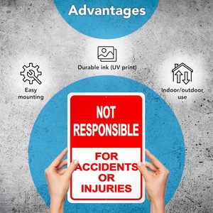 10*7 letrero personalizado no responsable de accidentes o lesiones, letrero de aluminio no responsable de artículos perdidos o robados - Product Image 2