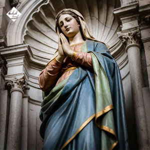 Estatua de la Virgen María rezando en mármol natural, escultura religiosa colorida <span class=keywords><strong>para</strong></span> altar de capilla - Product Image 4