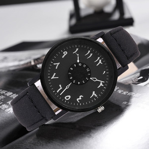 <span class=keywords><strong>Montre</strong></span> pour homme Bracelet en cuir Chiffres arabes Montres à <span class=keywords><strong>cadran</strong></span> rotatif pour la mode masculine Montres-bracelets à quartz décontractées Reloj - Product Image 5
