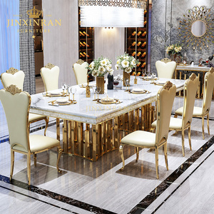 Meubles <span class=keywords><strong>de</strong></span> salon, table à <span class=keywords><strong>manger</strong></span> en acier inoxydable avec plateau en marbre <span class=keywords><strong>de</strong></span> luxe, ensemble <span class=keywords><strong>de</strong></span> table à <span class=keywords><strong>manger</strong></span> moderne, tables à <span class=keywords><strong>manger</strong></span> dorées pour <span class=keywords><strong>4</strong></span> à 6 chaises - Product Image 2