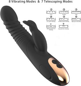 Set mainan Vibrator telinga kelinci hitam dewasa, 8 mode kuat Aksesori sensorik lembut realistis portabel menyenangkan untuk pria wanita - Product Image 6