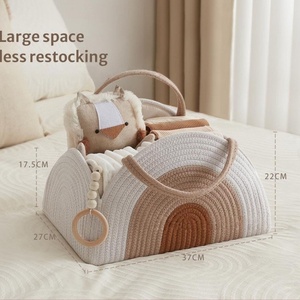 Cotton <strong>Rope</strong> Baby Diaper Caddy Organizer <strong>Basket</strong> Large Baby Shower Caddy Nursery Bin Newborn Essentials <strong>Basket</strong> With Handle - Product Image 3