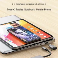 Adaptor Multiport USB C 7-in-1 Aluminium dengan Jack Audio 3.5mm, USB 3.0, Pembaca Kartu SD/TF untuk Docking Station Laptop
