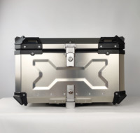 Coffre de rangement pour moto en aluminium argenté de 65 litres, boîte de livraison pour moto, coffre de rangement pour bagages, coffre arrière pour moto