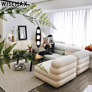 WISEMAX फर्नीचर इतालवी लक्जरी मखमली कपड़े सोफा लिविंग रूम सोफा आधुनिक मॉड्यूलर अनुभागीय मंजिल 7 सीट घुमावदार सोफा सेट