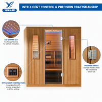Sauna Inframerah Modern 3 Orang untuk Luar Ruangan, Terapi Warna Spektrum Penuh, Uap Kering, Kayu Hemlock Solid, Model Berdiri Bebas untuk Gym