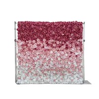 Dinding Bunga Mawar & Hydrangea Buatan dengan Alas Kain Putih Gradasi Pink 120x240cm Latar Belakang Pernikahan Mewah