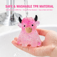 Jouet Squishy Vache des Highlands Anti-Stress en Gros, Jouet Sensoriel Scintillant, Jouet à Presser en TPR Doux avec Logo Personnalisé, Cadeau