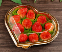 Boîte d'emballage alimentaire jetable en PET doré pour sushi, gâteau, chocolat, salade, sandwich, plateau en forme de cœur avec couvercle, à emporter, marque Bingo