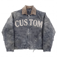 Veste en jean streetwear personnalisée pour homme, style vintage, effet vieilli, avec patchs brodés, coupe oversize, pour l'hiver