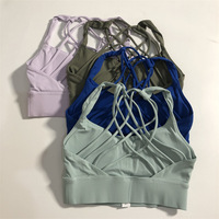 Soutien-gorge de sport pour femme GC, couleur unie, haute résistance aux chocs, dos croisé, huit bretelles, pour yoga et fitness