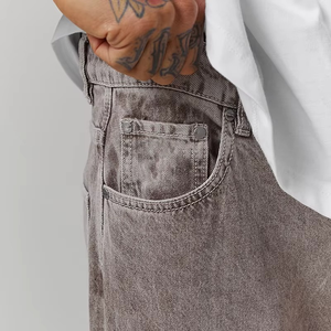 Jeans amples délavés pour hommes, style streetwear, en denim, coupe charpentier, vente en gros - Product Image 4