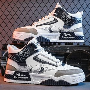 Nouvelles chaussures de skate pour hommes, respirantes, décontractées, polyvalentes et tendance, à tige haute, en cuir, confortables, sportives, à semelle épaisse - Product Image 2