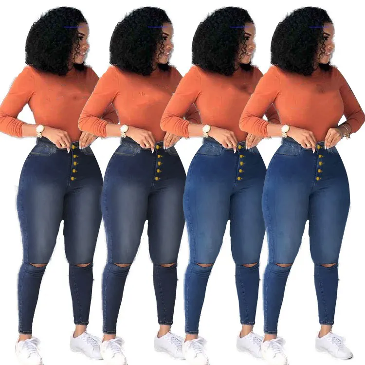 2022 Fall Fashion Of Women 5xl Plus Size Pants High Waist Tight Elastic Leggings High Quality Women Jeans