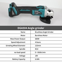 Outil électrique à vitesse variable, idéal pour les scénarios extérieurs sans alimentation, débavurage des métaux, traitement des surfaces en pierre, meuleuse d'angle Makita DGA504
