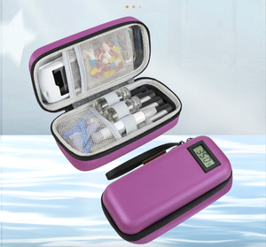 Petite boîte de rangement portable pour médicaments avec affichage numérique de la température, étui isotherme pour insuline, coque rigide en EVA avec blocs réfrigérants - Product Image 5