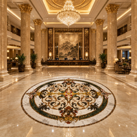 Mosaïque personnalisée en marbre blanc de Carrare, motif jet d'eau, pour décoration intérieure, incrustation de carreaux polis, décoration de sol, villa privée