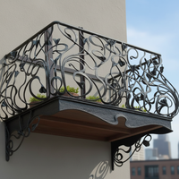 Vente chaude 2025 : Balustrade de balcon en fer forgé antique décorative d'extérieur, fabriquée en Chine, avec main courante en acier