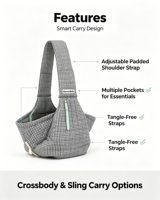 Sac de transport matelassé personnalisé avec logo pour petits chiens et chats, sac bandoulière en nylon avec sangle d'épaule réglable en mousse