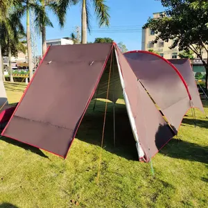 Tente de tunnel d'auvent portable pour plusieurs personnes, imperméable à la pluie, une chambre, un salon, tente de camping glamping