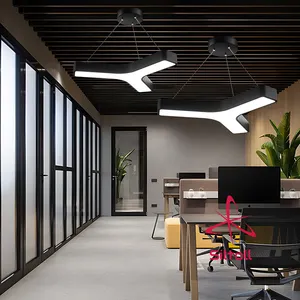 Commercial Y Shape Led Office Pendant Ceiling Light Black Triangle Ceiling Batten Lamp