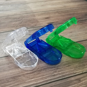 Pill Cutter Portable Medicine Dispenser Pill Divider Slicer Clear Blue Green Color Solid Cover Storage Case 1 Capacity - Product Image 1