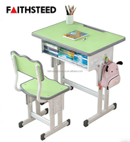 Ensemble de bureau et chaise d'école réglables en hauteur de couleur verte, bureau et chaise d'étudiant modernes pour la salle de classe, mobilier scolaire en bois pour enfants
