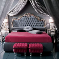 Lit double de style européen, chambre principale, lit en bois massif, grand lit sculpté de 1,8 mètre, lit de princesse français en tissu, lit de mariage