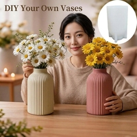 Moule en silicone DM1393 pour vase rayé, moule géométrique pour pot de fleurs, pour la création d'objets en résine, ciment, béton, plâtre