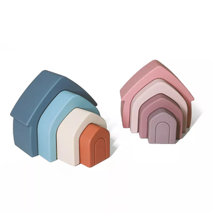Ensemble de blocs de construction en silicone sans Bpa Jouets éducatifs pour enfants Jouet empilable en silicone <span class=keywords><strong>Maison</strong></span> en silicone empilable - Product Image 1