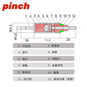Fusible thermique à pression 10A 250V à sortie axiale RY-142 Protection contre la surchauffe pour cuiseur à riz - Product Image 2
