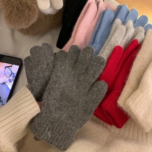 Gants tricotés de couleur unie femmes hiver coupe-vent cyclisme chaud résistant au froid protège-mains cinq doigts étudiant gants d'équitation coréen - Product Image 2