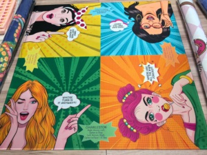 Tapis de jeu carré de 31,5 pouces avec imprimé Pop Art et bande dessinée occidentale pour Mahjong, Poker et jeux de cartes - Product Image 2