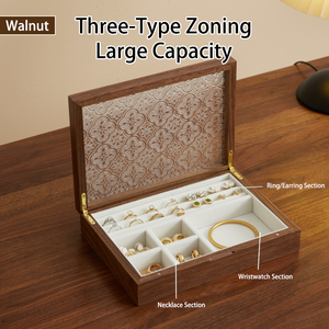 Gegraveerd Milieuvriendelijk Massief Hout Multi-Functionele Ruimte Te Besparen Moderne Fabriek Directe Sieraden Organizer Doos Voor Ringopslag - Product Image 2