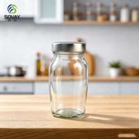 Pot en verre incurvé compact vide de 130 ml, transparent et de qualité alimentaire, pour les petits producteurs alimentaires et les distributeurs locaux