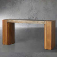 Table console en chêne et plaque d'acier, écologique, polie à la main, moderne, minimaliste, robuste et durable pour le couloir