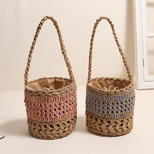 Sac seau en paille tressé à la main à bandoulière unique, style bohème, avec cordon de serrage, pour femme, idéal pour l'été, les voyages à <span class=keywords><strong>Bali</strong></span> et la plage - Product Image 1