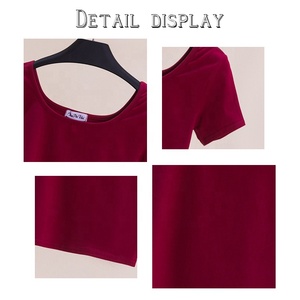 T-shirt d'été à la mode pour femmes T-shirt en coton à manches courtes solide - Product Image 3